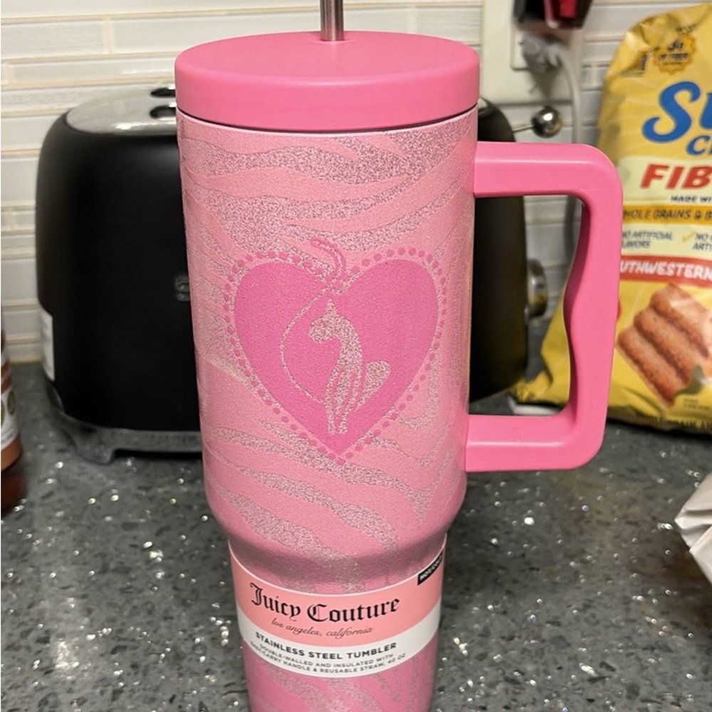Baby Phat x Juicy Couture Collab - Pink Stainless Steel Tumbler with Handle